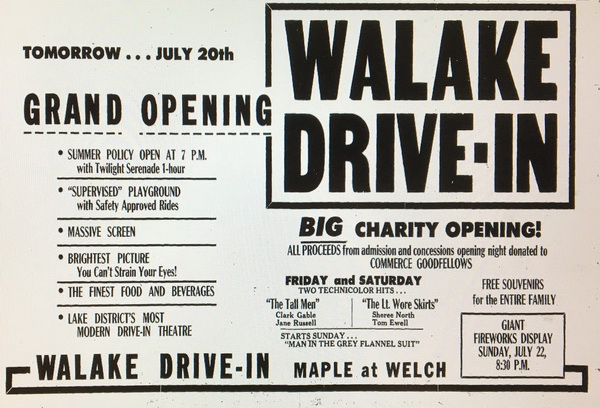 Walake Drive-In Theatre - Novi News - July 19 1956 Ad (newer photo)
